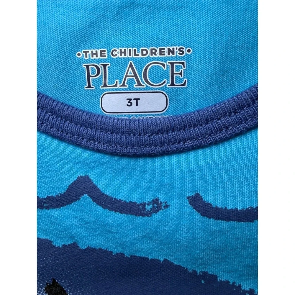 The Children's Place 2 Pack Tank Top Boys Size 3T Shark & Striped Blue Green